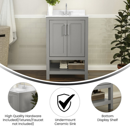 Contemporary 24-inch bathroom vanity with integrated sink from Start2Finish, featuring sleek modern design and wood finish.