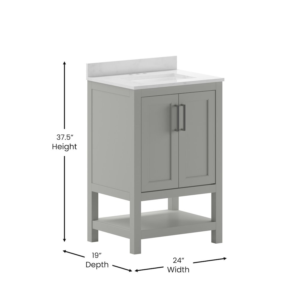 Contemporary 24-inch bathroom vanity with integrated sink by Start2Finish, featuring sleek design and modern fixtures.