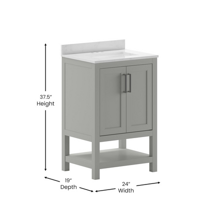 Contemporary 24-inch bathroom vanity with integrated sink by Start2Finish, featuring sleek design and modern fixtures.