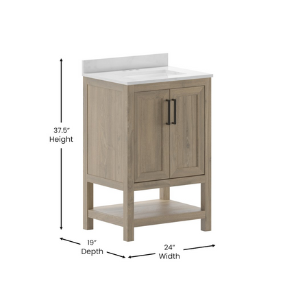 Contemporary 24-inch bathroom vanity with integrated sink from Start2Finish, featuring sleek design and modern fixtures.