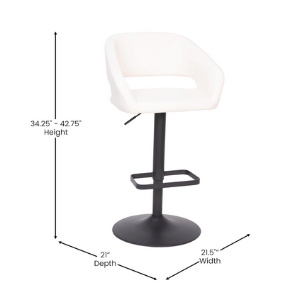 Contemporary adjustable swivel bar stool by Start2Finish featuring a sleek design, cushioned seat, and metal base with footrest.