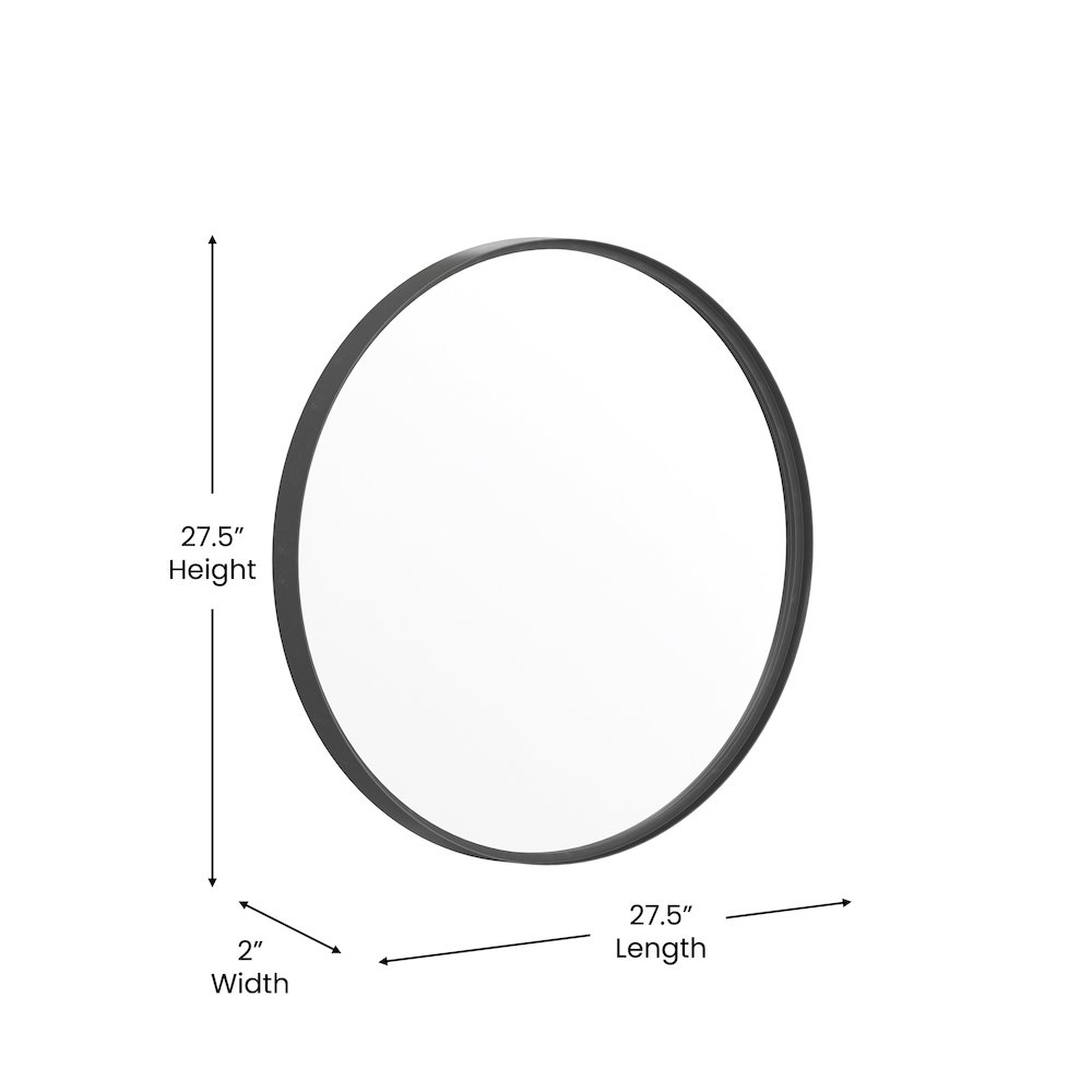 Modern 27.5-inch round wall mount accent mirror by Start2Finish, showing a sleek, circular design with a wall-mounted frame.