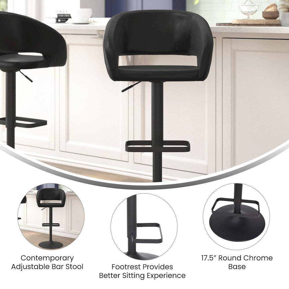 Contemporary adjustable swivel bar stool by Start2Finish with a sleek design, cushioned seat, and metal base for modern furniture.