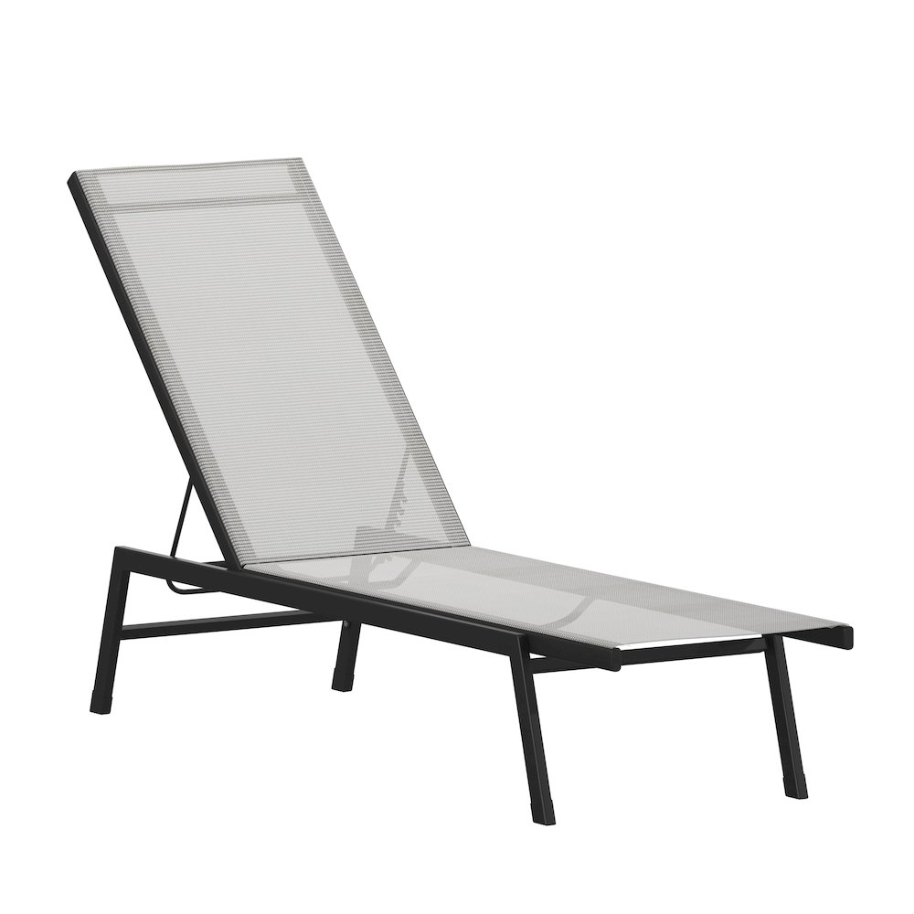 Modern outdoor chaise lounge chair by Start2Finish with a sleek design, adjustable backrest, and comfortable cushioned seat.