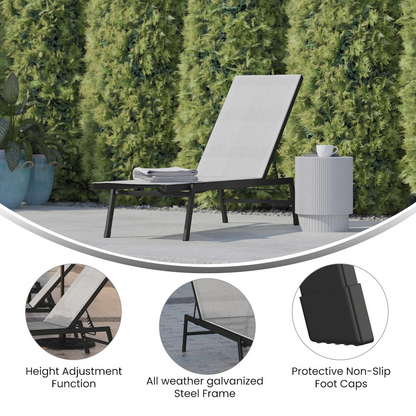 Modern outdoor chaise lounge chair by Start2Finish with a sleek design and comfortable cushions for relaxing outdoors.