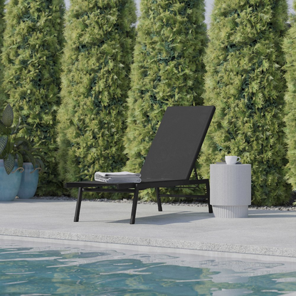 Modern outdoor chaise lounge chair by Start2Finish with cushioned seat and backrest, suitable for patio or poolside relaxation.