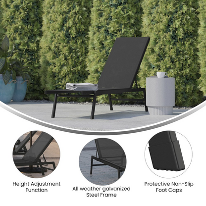 Modern outdoor chaise lounge chair by Start2Finish with a sleek design, cushioned seat, and adjustable backrest for outdoor relaxation.