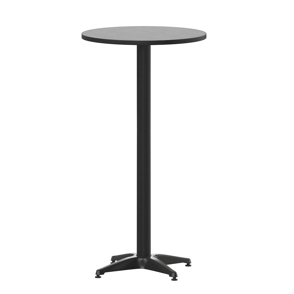 Modern round bar height table by Start2Finish with a sleek wooden top and metal legs, ideal for commercial or residential use.