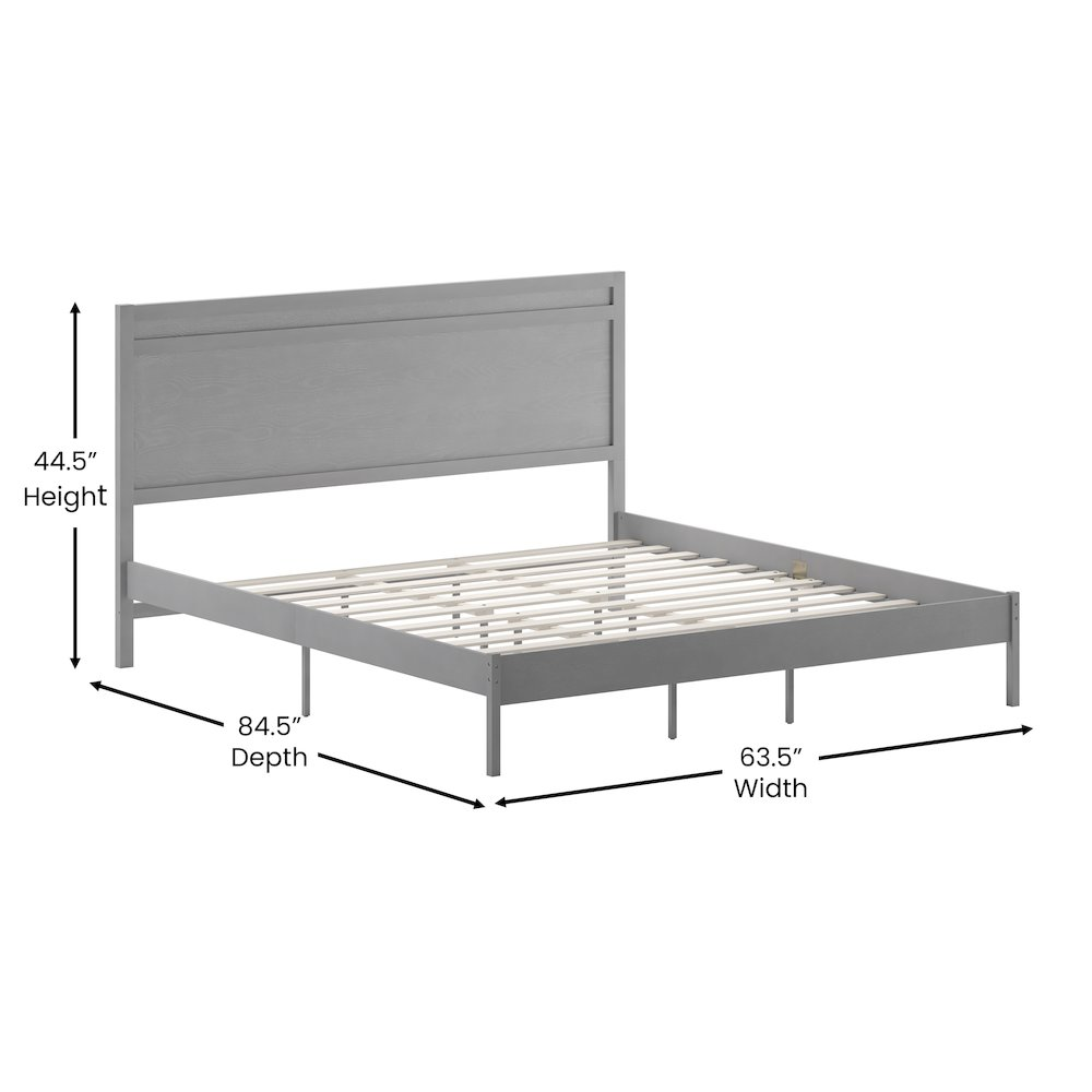 Modern king size wooden platform bed with matching headboard by Start2Finish, featuring clean lines and sturdy construction.