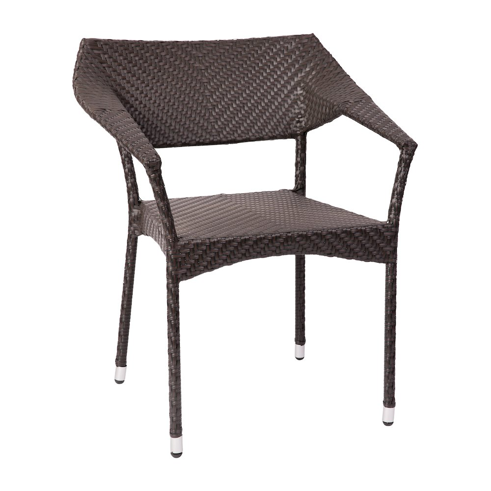 Modern stackable patio dining chair with arms by Start2Finish, featuring a sleek design and sturdy frame for outdoor seating.