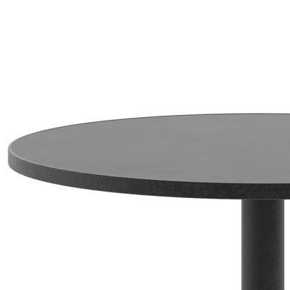 Round Start2Finish patio table with sturdy wooden surface, ideal for restaurants, banquet halls, and dining rooms.