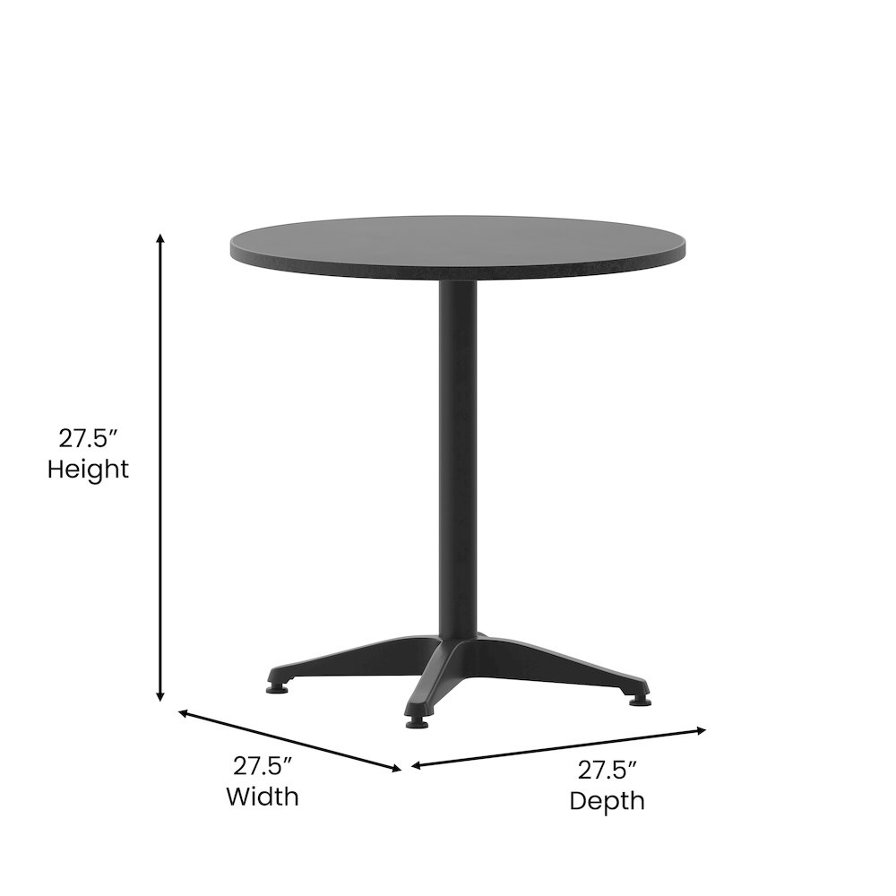 Round patio table for restaurants and banquet halls, durable furniture by Start2Finish, ideal for dining and outdoor use.
