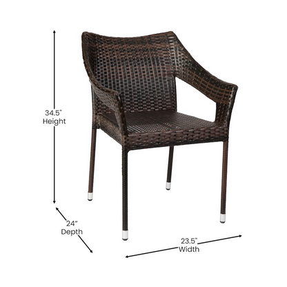 Modern stackable patio dining chair with arms by Start2Finish, featuring a sleek design and durable construction for outdoor seating.