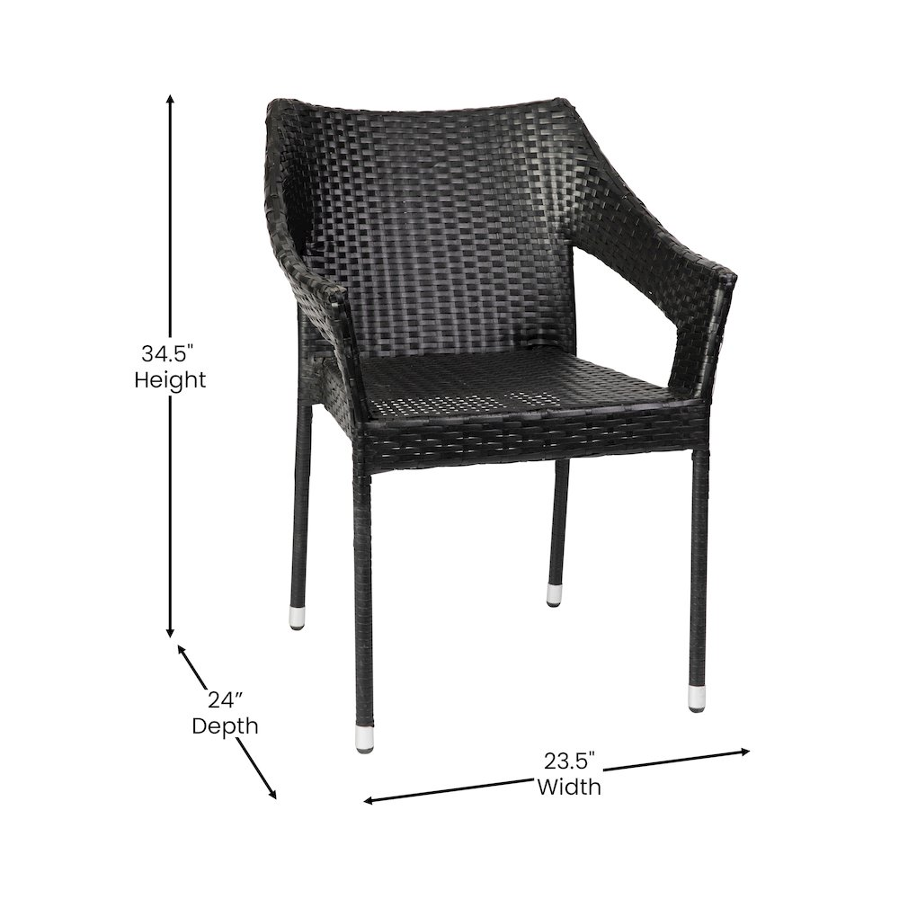 Modern stackable patio dining chair with arms by Start2Finish, featuring a sleek design and durable construction for outdoor seating.
