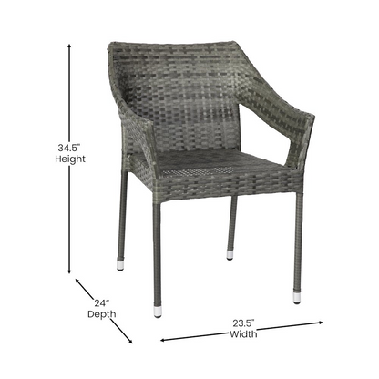 Modern stackable patio dining chair with arms by Start2Finish, featuring a sleek design and durable outdoor-friendly material.