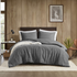 Grey Hudson Twill Washed Comforter Set by Start2Finish, featuring a soft, textured fabric with matching pillow shams.