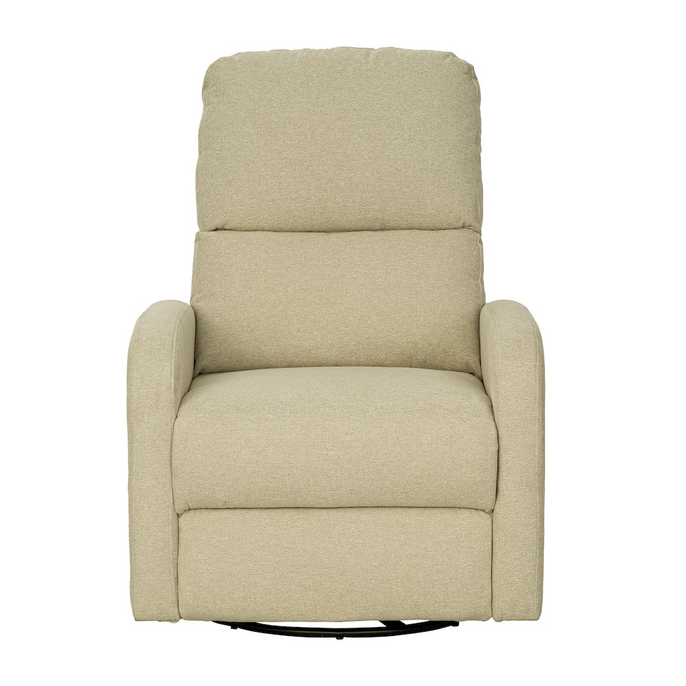 Start2Finish Power Recliner 3-in-1 with swivel, glider, and USB ports, showing plush upholstery and adjustable reclining features.