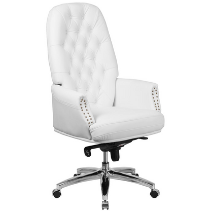 White ergonomic office chair with high back, armrests, swivel base, and adjustable features by Start2Finish.