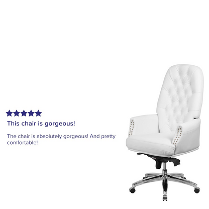 Start2Finish high back white ergonomic office chair with arms, swivel design, and adjustable features for executive comfort.