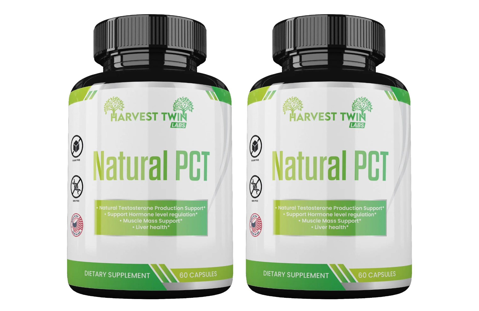 Natural PCT Testosterone Booster supplement by Start2Finish in a white bottle with a label featuring blue and green accents.