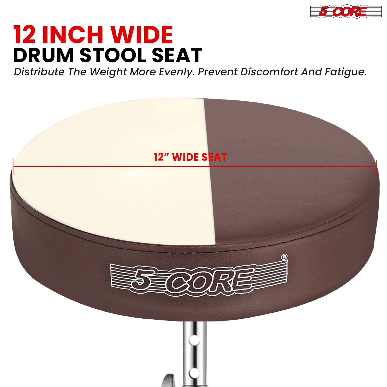 Start2Finish 5 Core Drum Throne with 3-inch padded seat, height adjustable for drumming practice and performances