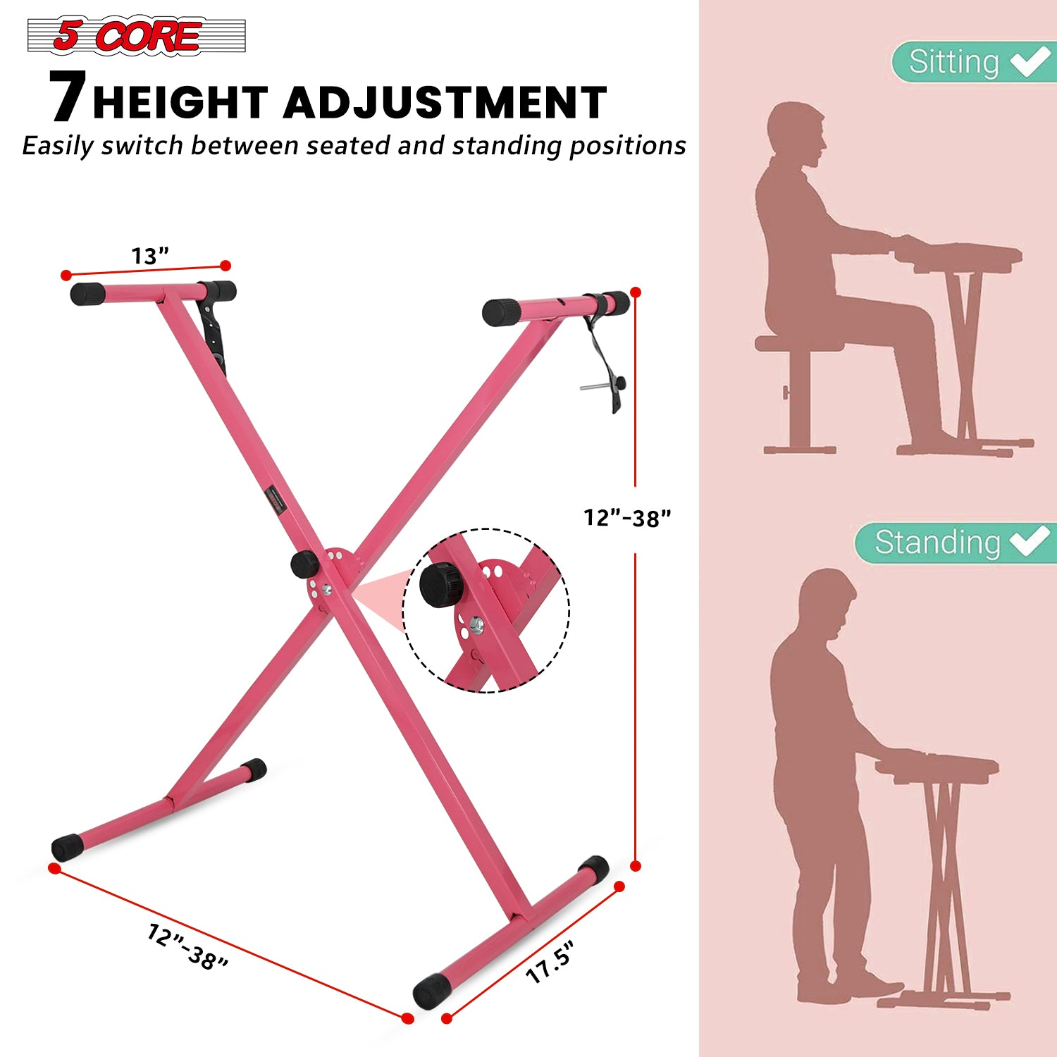 Start2Finish 5-core X-shape adjustable keyboard stand for musical instruments, foldable and portable for DJ controller setups.