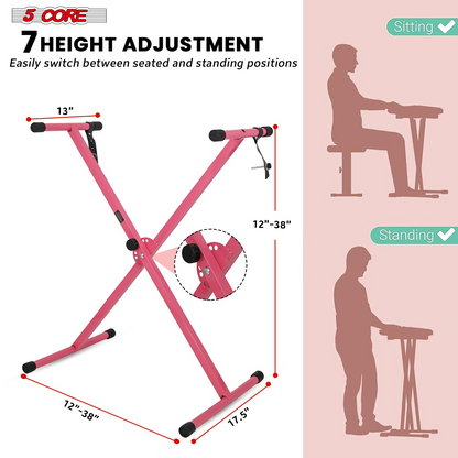 Start2Finish 5-core X-shape adjustable keyboard stand for musical instruments, foldable and portable for DJ controller setups.