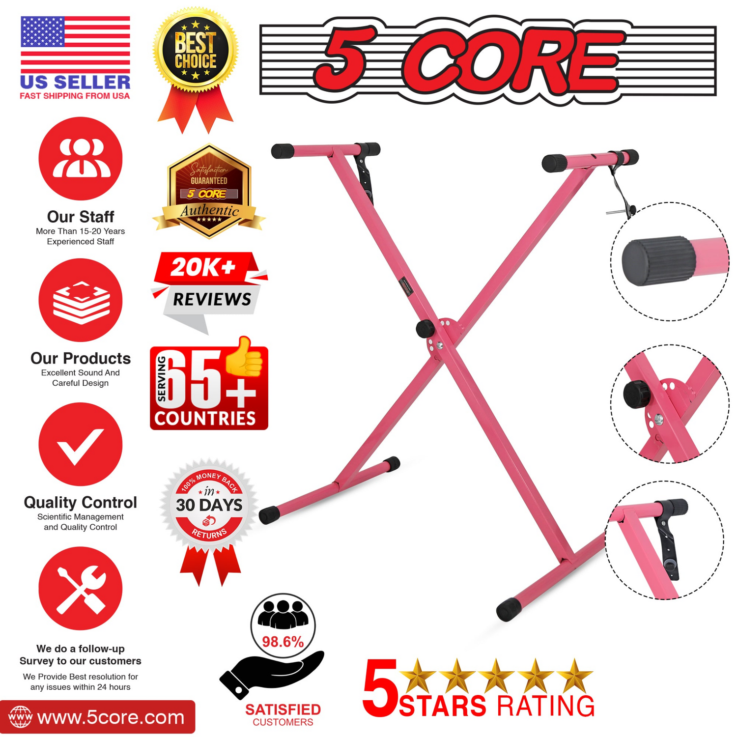 Start2Finish 5-core X shape adjustable keyboard stand for DJ controllers, foldable and portable musical instrument support.