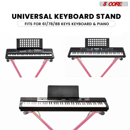 Start2Finish 5 core X shape keyboard stand with adjustable height, foldable portable design for musical instruments and DJ controllers.