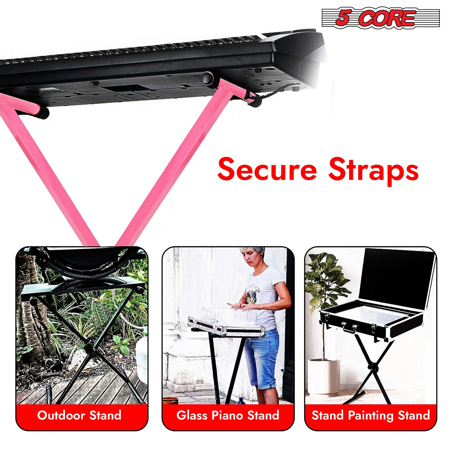 Start2Finish 5-core X shape keyboard stand, adjustable, foldable, portable for DJ controllers and musical instruments.