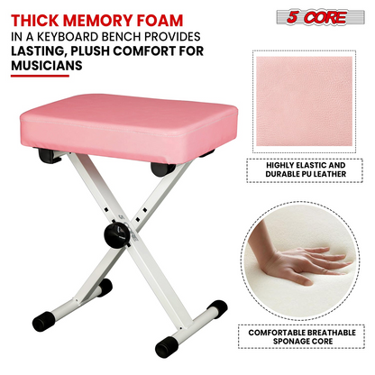 Start2Finish 5-core keyboard stand and adjustable padded musician chair set for piano and keyboard playing.