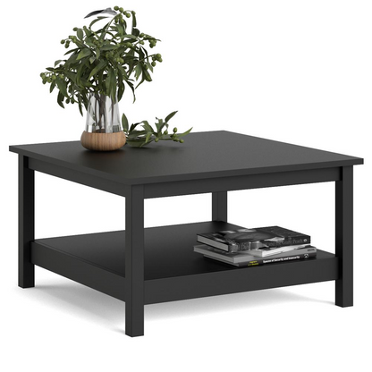 Black matte Madrid coffee table by Start2Finish, modern furniture piece with a sleek rectangular design and smooth surface.