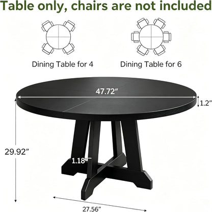 Contemporary Round Forty Seven Inch Dining Table In Black