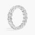 Created moissanite oval eternity band ring in 14k white gold overlay with sparkling gemstones encircling the entire ring.