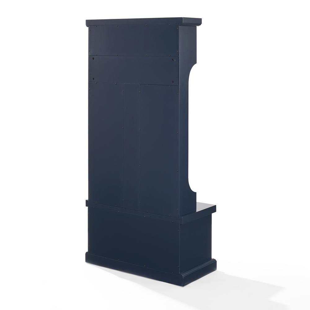 Start2Finish Shoreline Hall Tree with hooks and storage bench, featuring a modern wood finish and functional design for entryways.