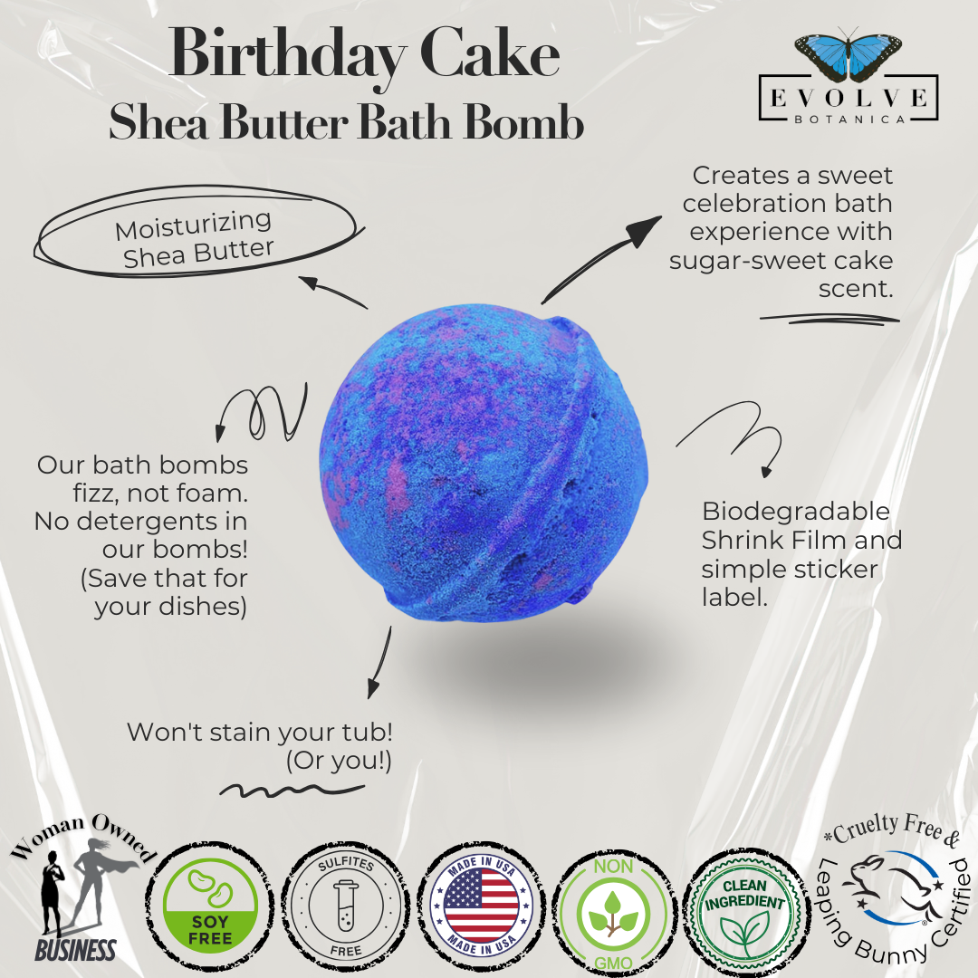 Start2Finish Birthday Cake Bath Bomb for Bath &amp; Body, showing a colorful, round bath bomb with cake-inspired design and vibrant colors.