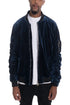 Lime Milo velour cinch sleeve bomber jacket with ribbed collar and cuffs, stylish and comfortable for casual wear.