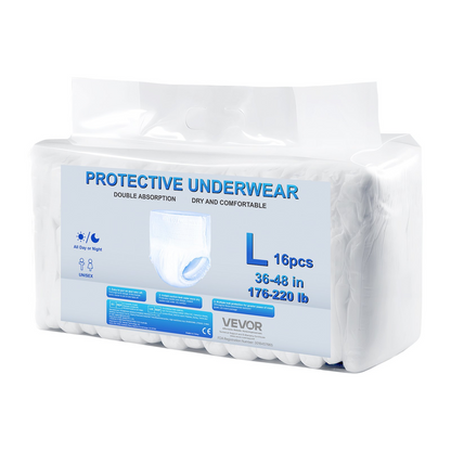 Start2Finish VEVOR adult incontinence underwear, high absorbency disposable pull-ups with leakproof leg cuffs, size L, 64 count.