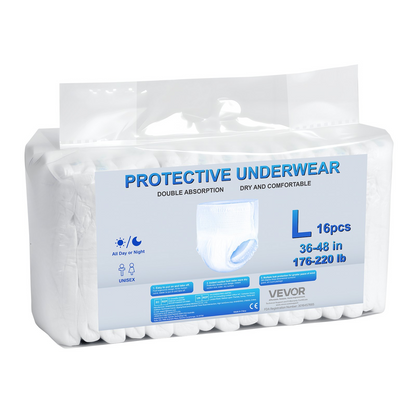 Start2Finish VEVOR adult incontinence underwear, disposable pull-ups for men and women with leakproof leg cuffs and wetness indicator