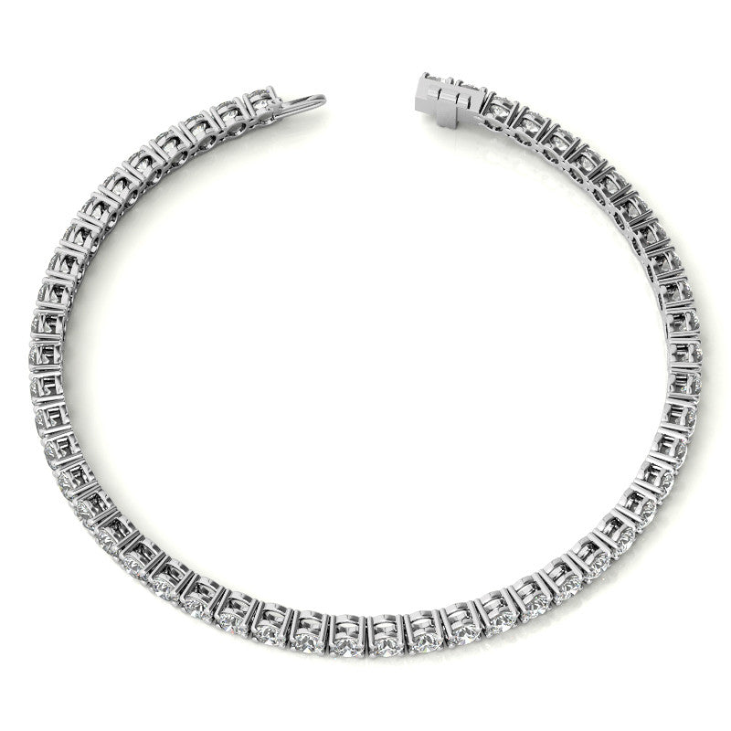 Start2Finish 6.00 CTW AGI Certified Lab Grown Diamond Tennis Bracelet in 14K white gold overlay, featuring sparkling diamonds.