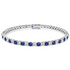 Start2Finish 7.50 CTW lab-created blue sapphire and diamond tennis bracelet in 14K white gold overlay, featuring sparkling gemstones.