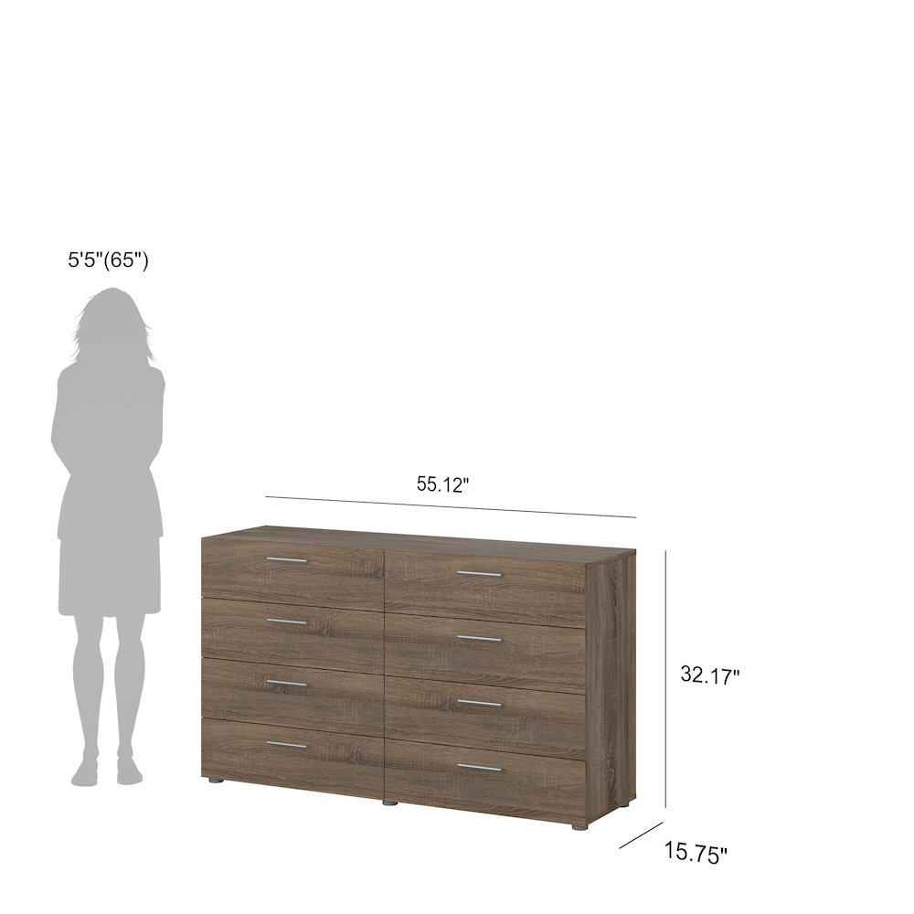 Austin 8 Drawer Double Dresser in Truffle Oak by Start2Finish, showcasing the modern wooden dresser with multiple drawers and sleek design.