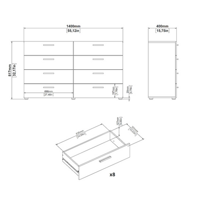 Start2Finish Austin 8 Drawer Double Dresser in Truffle Oak with sleek wood finish and spacious storage drawers.