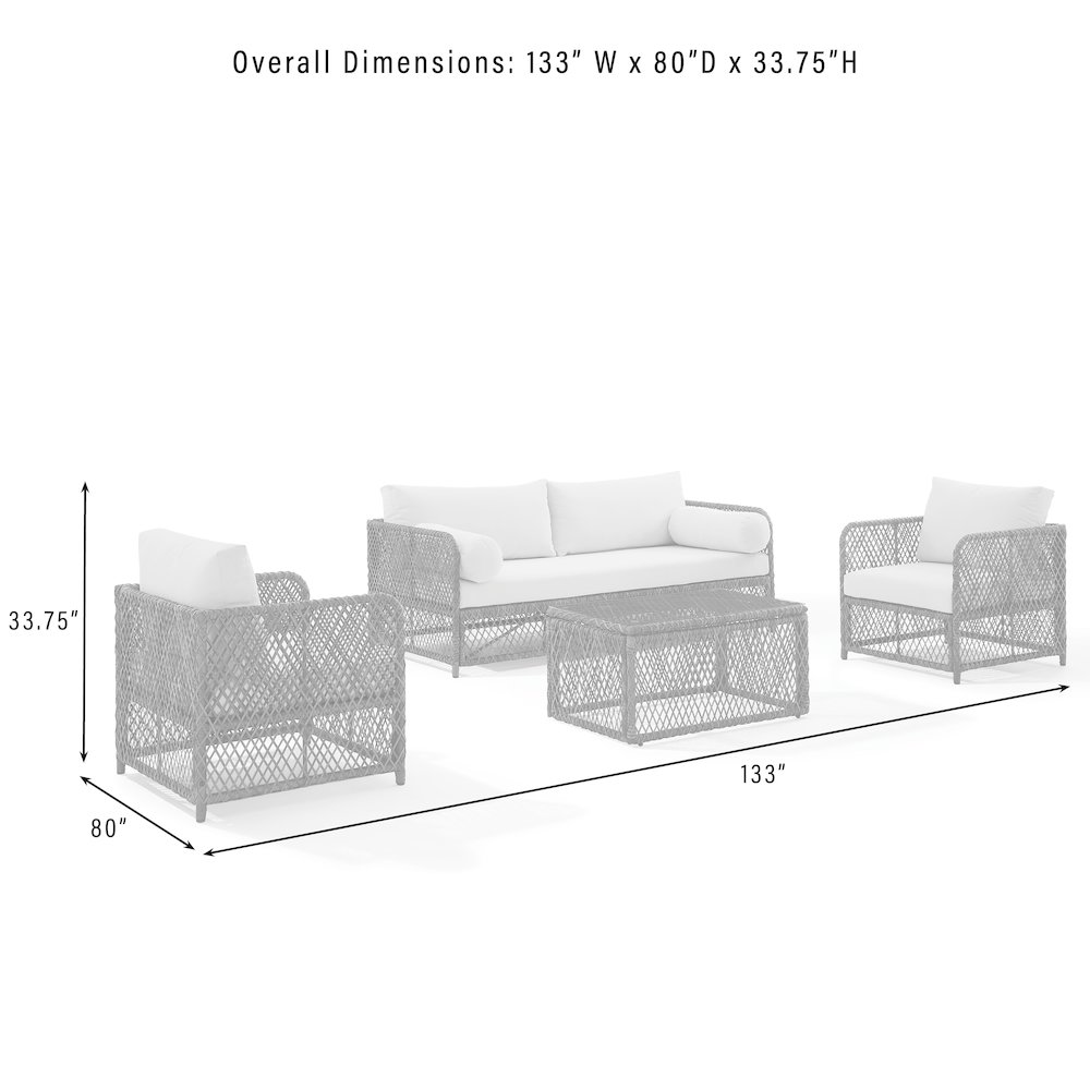Granite Bay 4-piece outdoor patio sofa set by Start2Finish with sofa, coffee table, and two chairs on a patio.