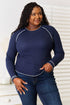 Carmine Juneberry basic Bae long raglan sleeve round neck top, casual gift clothing, shown in a neutral color on a plain background.