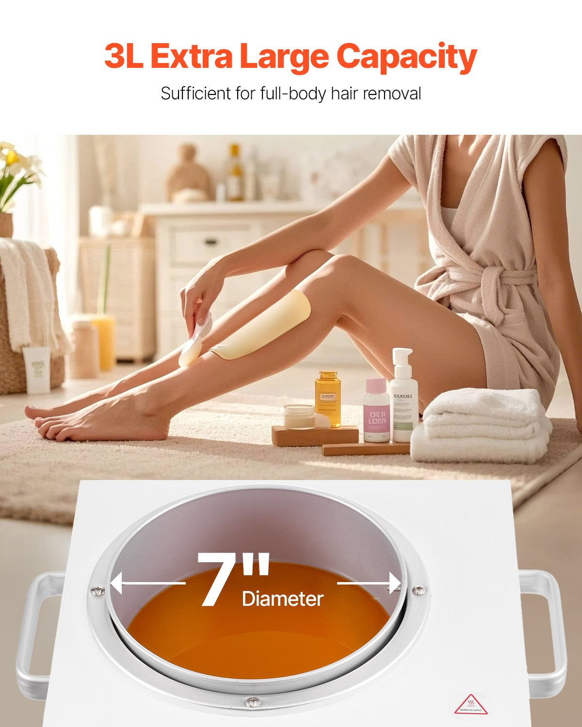 Start2Finish VEVOR single wax warmer with 3000ML capacity, adjustable temperature, non-stick heater, and 100 waxing sticks.