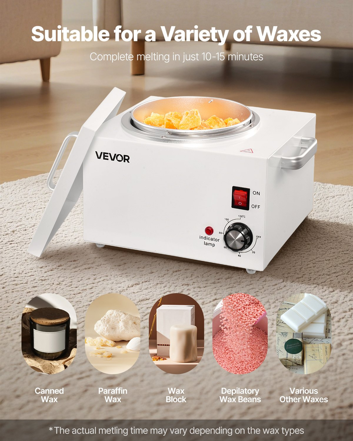 Start2Finish VEVOR 3000ML professional wax warmer with adjustable temperature, non-stick pot, waxing sticks, ideal for salon or home use.