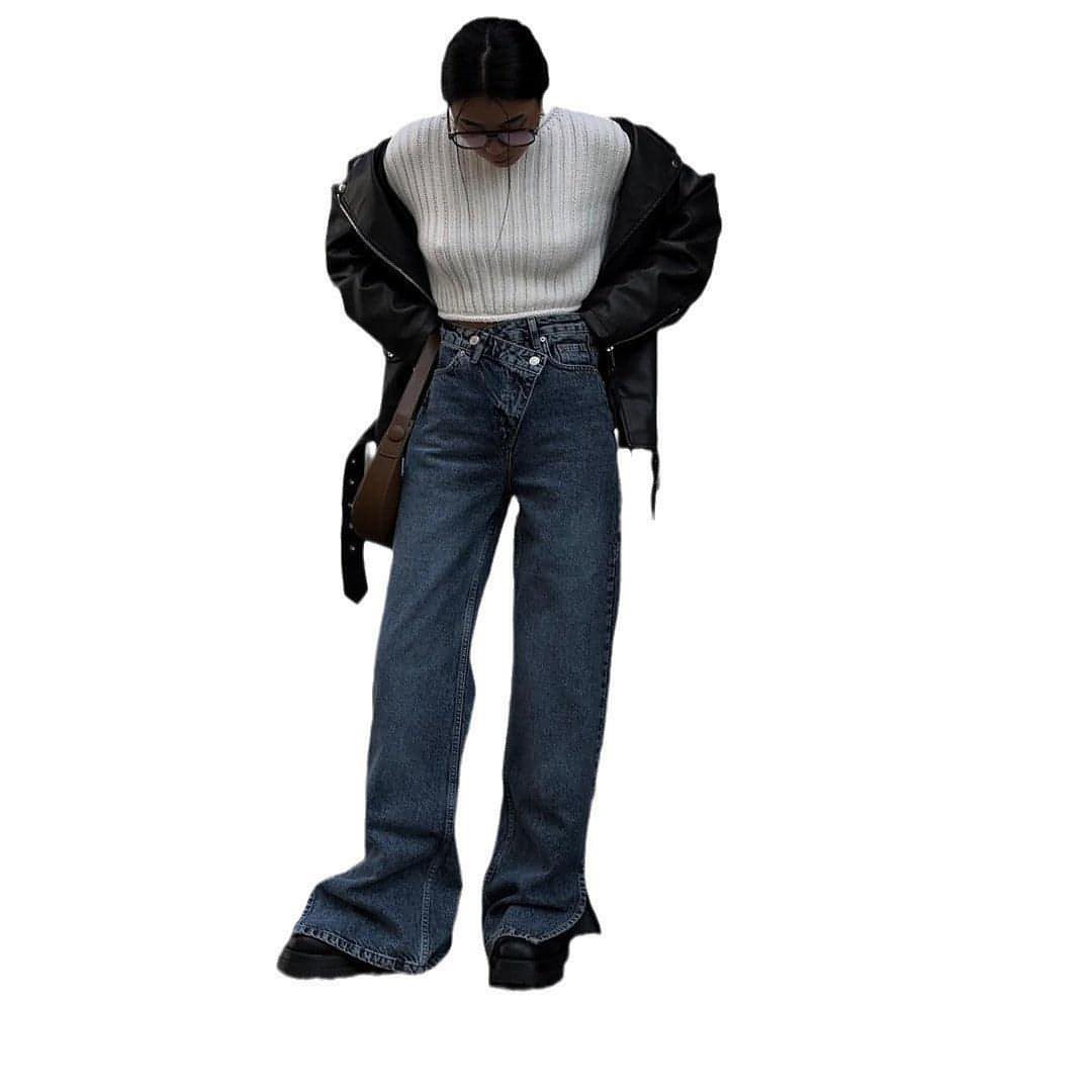 Carmine Juneberry DenimDare™ Dislocation Jeans for women showcasing distressed denim with unique dislocation details and a relaxed fit.