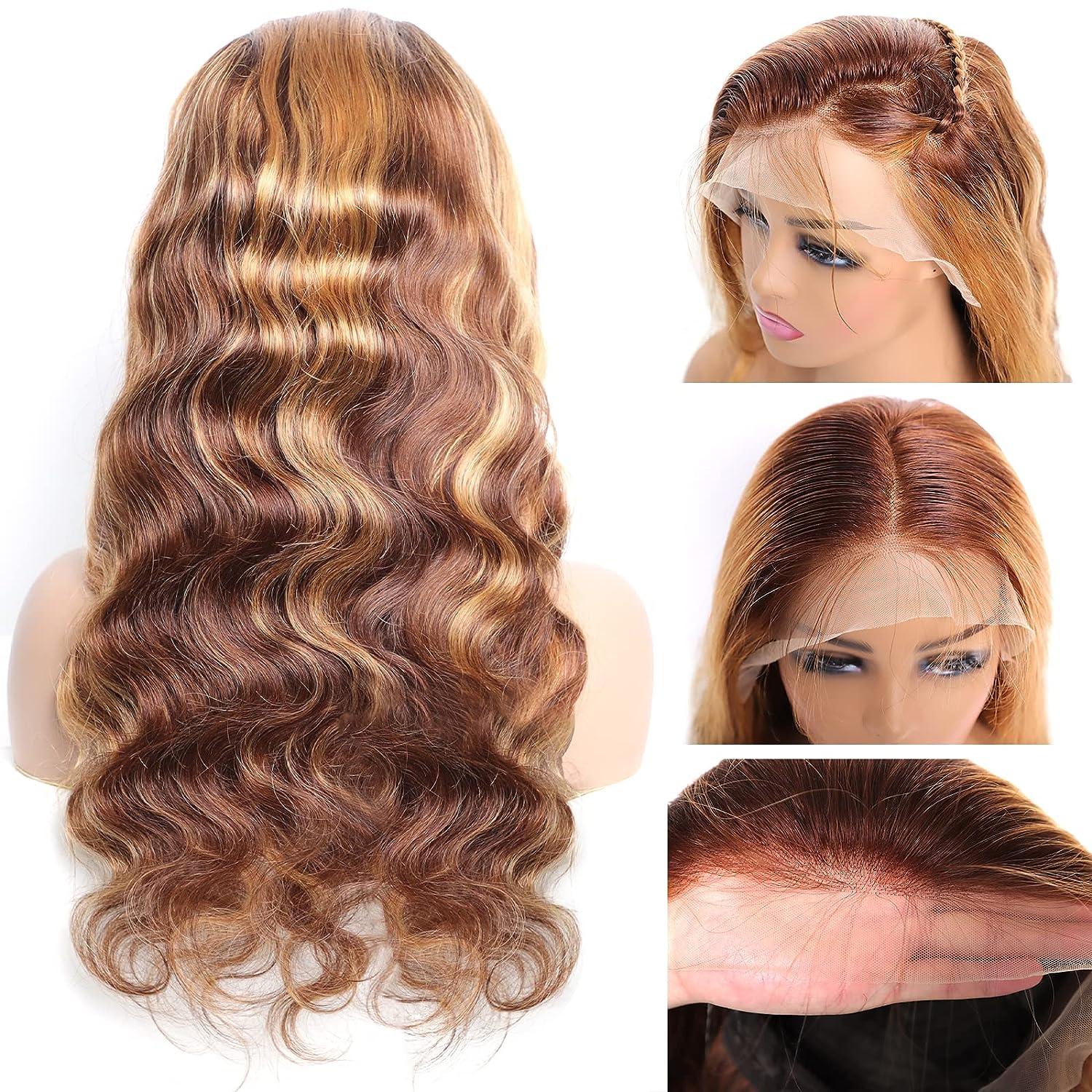 Pear Daisy P4 27 13x4 lace front wig with human hair, body wave style, showcasing natural waves and lace frontal detail.
