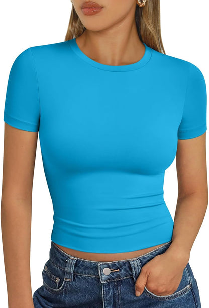 Trendy Queen Womens Short Sleeve T Shirt Buttery Soft Summer Tops Basic Tees